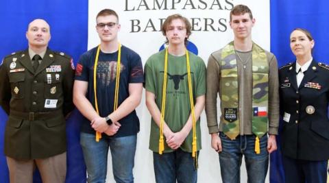 Pictured from left to right are Staff Sgt. Steven Martin, Gunnar Osborne, Collin Martin, Cameron Pfeifer and Sgt. Janette Pfeifer. CHRIS MILES | COURTESY PHOTO