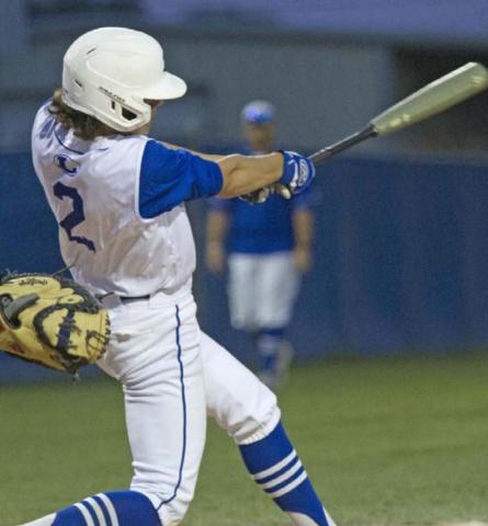 Elijah Stanley hits a double in the bottom of the fourth against Brownwood. JEFF LOWE | DISPATCH RECORD