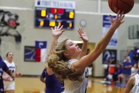 HUNTER KING | DISPATCH RECORD Addison Borchardt makes a right-handed layup during the first half of the Lady Badgers’ game against Copperas Cove on Tuesday.