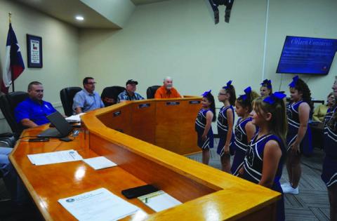 Before discussing the budget, Kempner City Council members were treated to a performance from the CTX Stars, a local cheer and dance group based in Kempner. City Manager Rebecca Ramos said the cheer team will have a role in providing entertainment at upcoming city events. ERICK MITCHELL | DISPATCH RECORD
