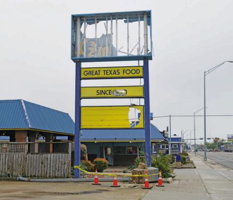 The Storm’s Drive-In sign sustained damage in an early-morning crash Monday, and the driver involved was transported to Baylor Scott &amp; White Medical Center in Temple. ERICK MITCHELL | DISPATCH RECORD