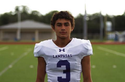 Name: Tripp Stinnett Class: Junior Sport: Football Favorite Teacher or Coach: Coach Reeves Favorite Place in Lampasas: Golf Course One Person You Look Up To: My dad Main Goal This Season: Win football games