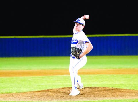 HUNTER KING | DISPATCH RECORD J.T. Posten pushes off toward home plate during his shutout against Copperas Cove.