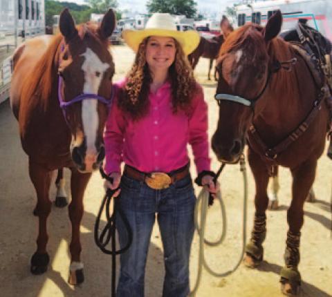 Katie Procter poses with her two horses, Putt and Tuscon. COURTESY PHOTO