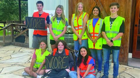 Lampasas High School Key Club members were on hand Oct. 9 at The Adelphia to offer assistance with parking for those who attended the MORE women’s event. Pictured are, front row from left, Emma Norton, Hailey Adams and Yoseline Montiel; and back row, Kaden Neuenschwander, Chloe Branum, Kaylee Pentz, Emily Gonzalez and Seth Kachel. COURTESY PHOTO