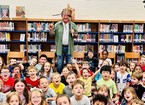 On Johnny Appleseed’s birthday, Sept. 26, Taylor Creek Elementary had a very special guest join the students to celebrate his 249th birthday. Johnny Appleseed (aka Joey McQueen, Lampasas High School principal) is shown here with first-grade students. COURTESY PHOTO