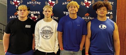 From left, Brayden Roberts, Kristopher Ramirez, Elias Ayala and Kingston Middleton competed at the state powerlifting meet in Abilene last weekend. COURTESY PHOTO | DAVID BRISTER