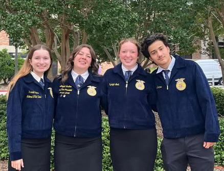 Members of the FFA Farm and Agribusiness Management Team competed at the State FFA Contest in Huntsville. Lampasas chapter members who qualified are, from left, Hannah Blaha, Abigail Justice, Kayleigh Lenk and Collin Petersen. courtesy photo