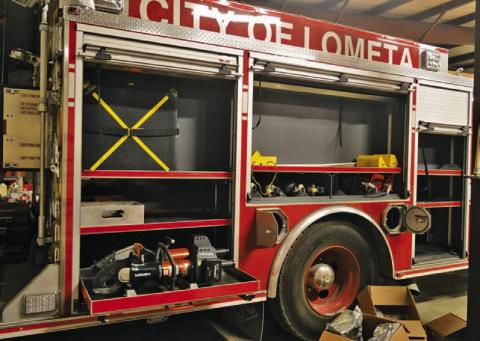 With the Lometa Volunteer Fire Department no longer leasing a portion of City Hall for a fire station, the department is in the process of removing its equipment from city-owned trucks. Equipment that belongs to the city, as shown in this photo, remains on city trucks. ERICK MITCHELL | DISPATCH RECORD