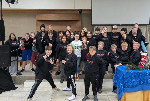 courtesy photo The Awaken Youth group has conducted several community service projects, including collecting over 1,000 cans of food for Lampasas Community Kitchen, leading worship at Fields of Faith, distributing school supplies and more.