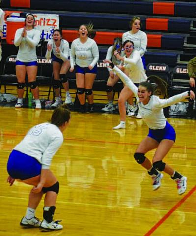 Ava Dowdy, left, and Kayli Syx celebrate after scoring against Jarrell last Friday. COURTESY PHOTO