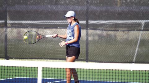 Caroline White is a leader for the girls’ tennis team in her junior season. FILE PHOTO