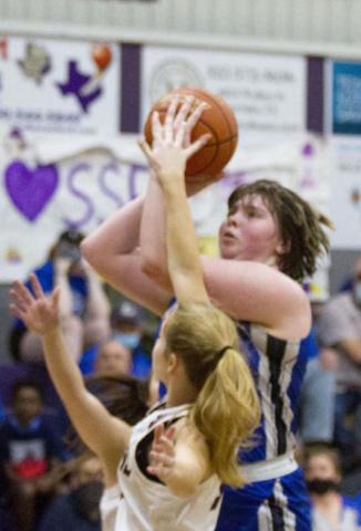 Morgan Lovejoy scored eight points in the first half as the Lady Badgers beat Brownwood for the second time this year and qualified for the playoffs. JEFF LOWE | DISPATCH RECORD