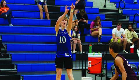 Peyton Sisson shoots a three over a Brownwood defender during Tuesday’s scrimmages. HUNTER KING | DISPATCH RECORD