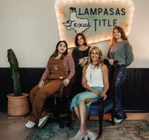 ERICK MITCHELL | DISPATCH RECORD Lampasas Texas Title staff includes, back row left to right, Erin Loya, Cassy Loya and Bailey Bolinger, with owner Ellie Orlando seated front and center.