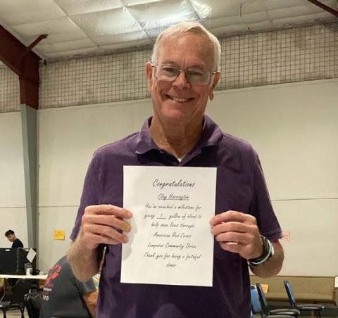 Clay Harrington has donated one gallon of blood. courtesy photo