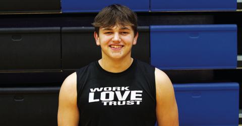 Name: Dylan Polmanteer Class: Junior Sport: Basketball Favorite School Subject: Securities and Investments Favorite Vacation: Hawaii One Person To Meet: Kevin Durant Main Goal This Season: Get to playoffs