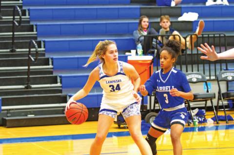 Jamie Ball dribbles and looks for a teammate during a previous game against Jarrell. HUNTER KING | DISPATCH RECORD