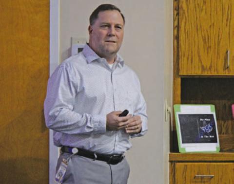 Principal Wesley Graham gave trustees an overview of the academic success and recognitions students at the Lampasas Middle School campus have recorded recently. ERICK MITCHELL | DISPATCH RECORD