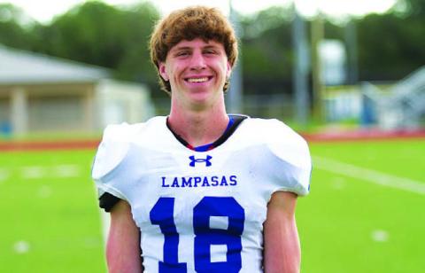 Name: Cale Wheeler Class: Senior Sport: Football Favorite Teacher or Coach: Coach Burnside Favorite Place in Lampasas: Storm’s One Person You Look Up To: My father Main Goal This Season: To exceed expectations