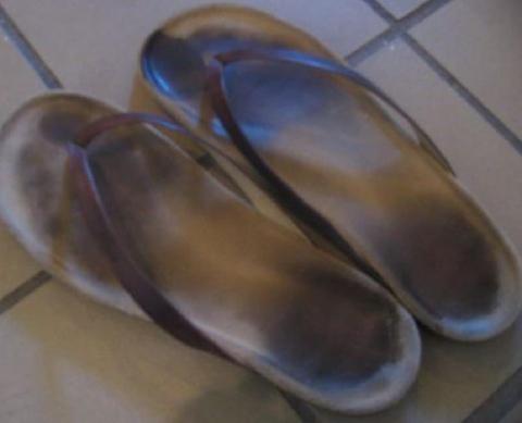 COURTESY PHOTO “Chanclas” — slippers or flip-flops such as these — commonly are used by Latina mothers to discipline their children.