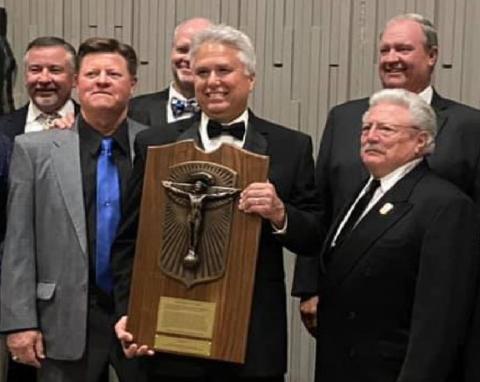 Craig Benton of Lampasas is shown holding the Keeler Plaque. COURTESY PHOTO