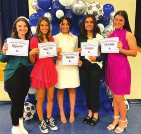 Bella Lindsey, left, Nyla Long, Kailyn Cisneros, Tate Brown and Keona Cartwright pose with their awards. COURTESY PHOTO