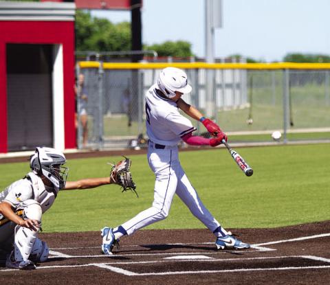 Kade Landry swings and drives the ball to right field for the walk-off win. HUNTER KING | DISPATCH RECORD