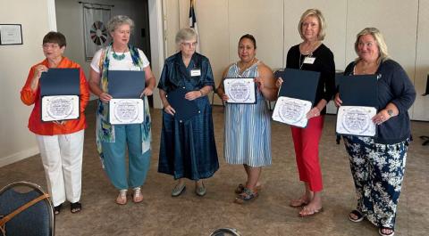 Incoming officers include, from left, Priscilla Wright, Robin England, Susan Detrick, Jo Ann San Miguel, Cathy Allen and Juliann Chaney. Not pictured: Diane Davis, Ginger Henderson and Shanna Sibberson. Courtesy photo