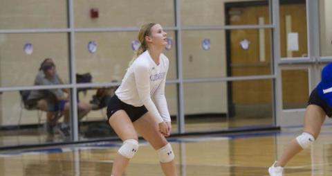 Breanna Quarles prepares to pass off a Jarrell serve during the match on Tuesday. HUNTER KING | DISPATCH RECORD