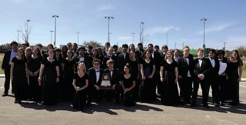 COURTESY PHOTO The Lampasas High School Wind Ensemble band poses for a photo after garnering superior ratings at the UIL Concert and Sight-Reading evaluation on March 3.