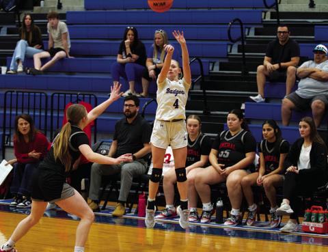 Adalya White shoots a three-point shot in an earlier game this season. HUNTER KING | DISPATCH RECORD