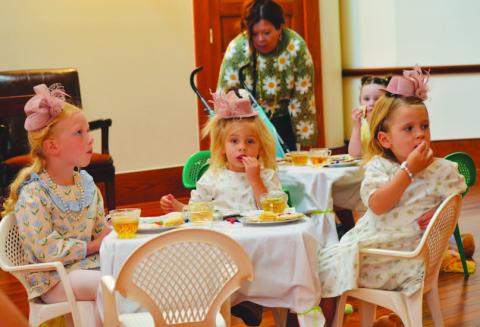 Donning the same headwear, Emma Phillips at left, Kamri Key in center and Kennedy Key showed up in style to Saturday’s Teddy Bear Tea Party hosted by the Lampasas County Museum. For more photos, see page 2. ERICK MITCHELL | DISPATCH RECORD