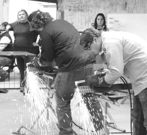 Entrants in the Fastest Torch event compete in pairs. The timed event challenges entrants to cut various metal pieces in elimination rounds. MASON HINES | DISPATCH RECORD