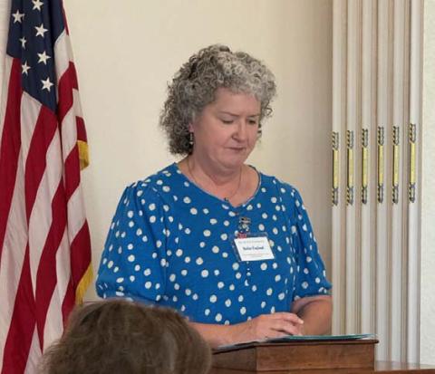 Robin England speaks to The ’36 Club about the Lighthouse Pregnancy Center in Lampasas. COURTESY PHOTO