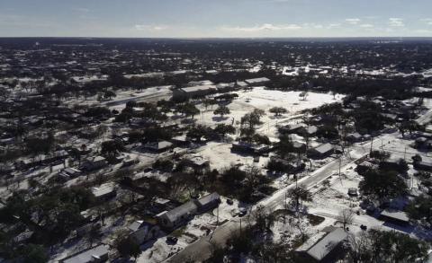 A drone shot taken from the east side of Lampasas reveals a frozen tundra. MICHAEL HAVENS| COURTESY PHOTO