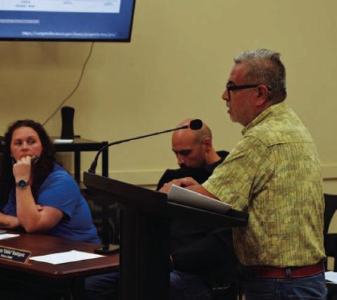 Chief Appraisal Juan Saucedo, at right, presents the preliminary 2027 Lampasas Central Appraisal District budget to the Kempner City Council at its meeting last week. ERICK MITCHELL | DISPATCH RECORD