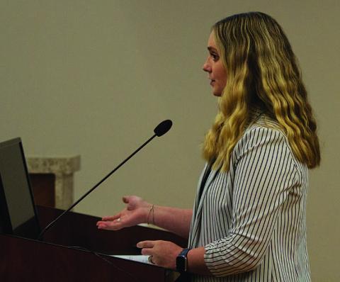Lampasas City Secretary Kayleigh Stanley discussed occupancy limits of the Hostess House at Monday’s City Council meeting. HUNTER KING | DISPATCH RECORD
