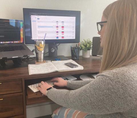 Amber Maceyra, a director of content development for DoctorLogic, tackles a task list from her home office on Tuesday. MONIQUE BRAND | DISPATCH RECORD