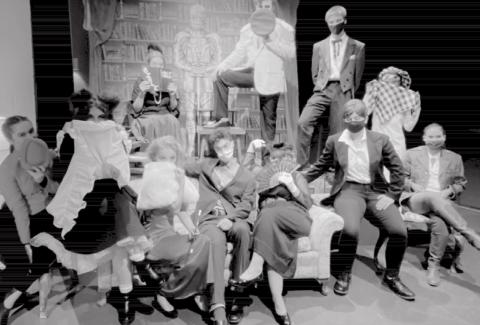 Lampasas High School students perform in costume for their roles in the theater department’s upcoming showing of “Clue.” COURTESY PHOTO