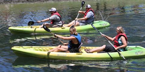Kayak races in W.M. Brook Park offer both tandem and individual divisions for youth and adult competitors. All equipment is provided. FILE PHOTO