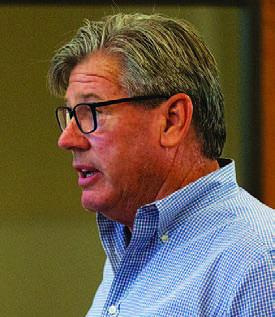 Developer Mike Irvin spoke to the Lampasas City Council last week during a town hall session to voice his opposition to an Ajinomoto Foods wastewater project planned in the downtown area. HUNTER KING | DISPATCH RECORD