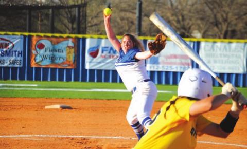 Caitlyn Sanguinet pitches during her start last week against Gatesville. HUNTER KING | DISPATCH RECORD
