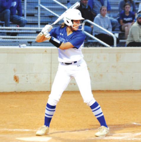 Hannah Perry awaits a pitch from Ballinger during a game last week. HUNTER KING | DISPATCH RECORD
