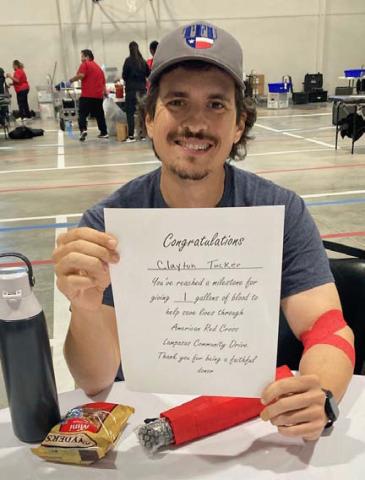 Clayton Tucker has now donated one gallon. COURTESY PHOTO