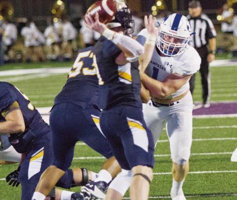 FILE PHOTO Former Lampasas Badger Owen Seaver was named the Lonestar Conference Defensive Lineman of the Year for his season at Angelo State University. The senior has 41 tackles, 6.5 tackles for loss and 2.5 sacks for the Rams, according to angelosports.com. He also has six quarterback hurries, and he has blocked a kick.