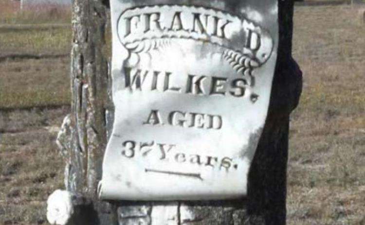 Frank D. Wilkes, who died at age 37, is buried in the oldest section of Oak Hill Cemetery. JEFF JACKSON | COURTESY PHOTO