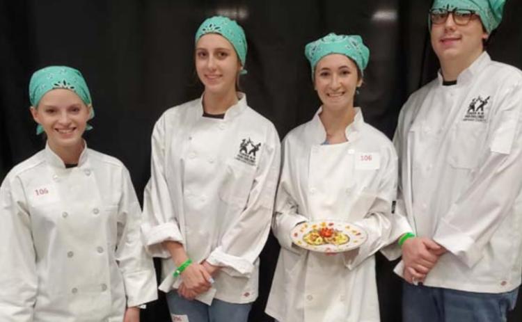 The Lampasas 4-H Food Challenge team captured eighth place in the appetizer division at the recent Texas 4-H Roundup. Team members, from left to right, are Allison Martin, Abi Stewart, Mikaila Fortner and Kyle Tomlinson. COURTESY PHOTO