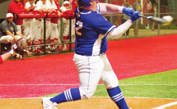 Hayden Waldrip drives in the go-ahead run with a hard-hit grounder in the seventh inning. JEFF LOWE | DISPATCH RECORD