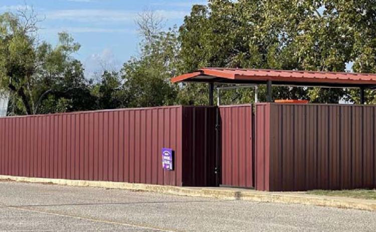 A section of new fence recently installed by the elementary playground area of Lometa School’s campus. The district is adding security and safety measures to be well above TEA standards. MASON HINES | DISPATCH RECORD